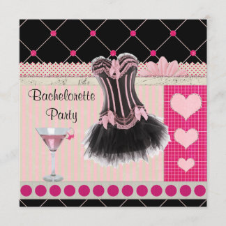 Invitación Corsé elegante y fiesta rosado de Martini