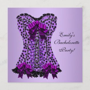 Invitación Corsé Leopardo Morado Fiesta de Soltera Púrpura