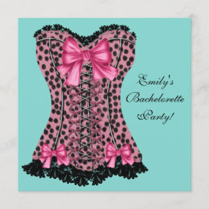 Invitación Corsé Leopardo Rosa Fiesta de Despedida de Soltera