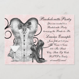 Invitación Corsé Rosa de Rosa Pink Martini Despedida de Solte