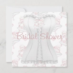 Invitación Corset Blanco Boda Rosa Bells Bridal Shower Inv