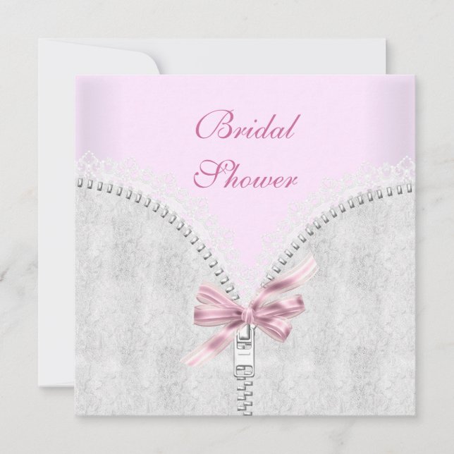Invitación Corset de encaje blanco de ducha de novia rosa (Anverso)