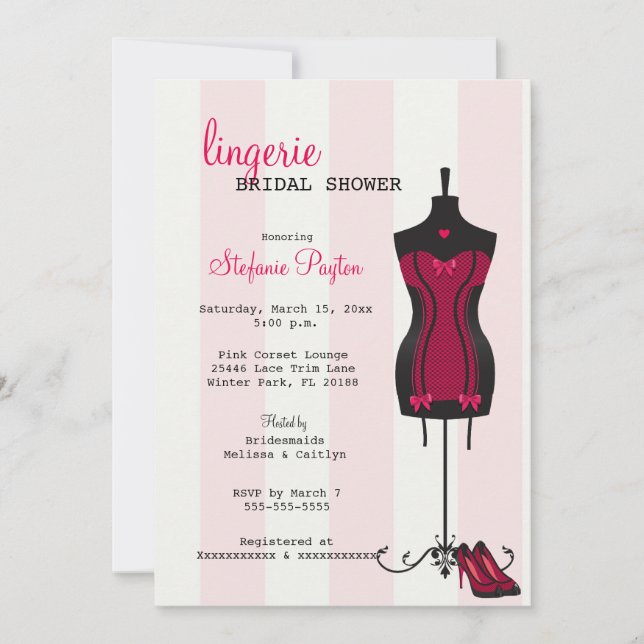 Invitación Corset Lingerie Shower (Anverso)