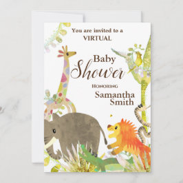 Invitación Corta colorida jungla animales ducha de arte tropi