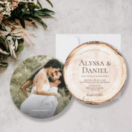 Invitación Corta de madera Rústica Personalizado Moderna