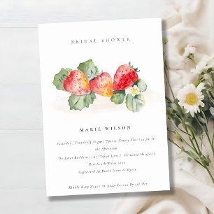 Invitación Corta Rojo Fresa Leafy Foliage Briage Shower