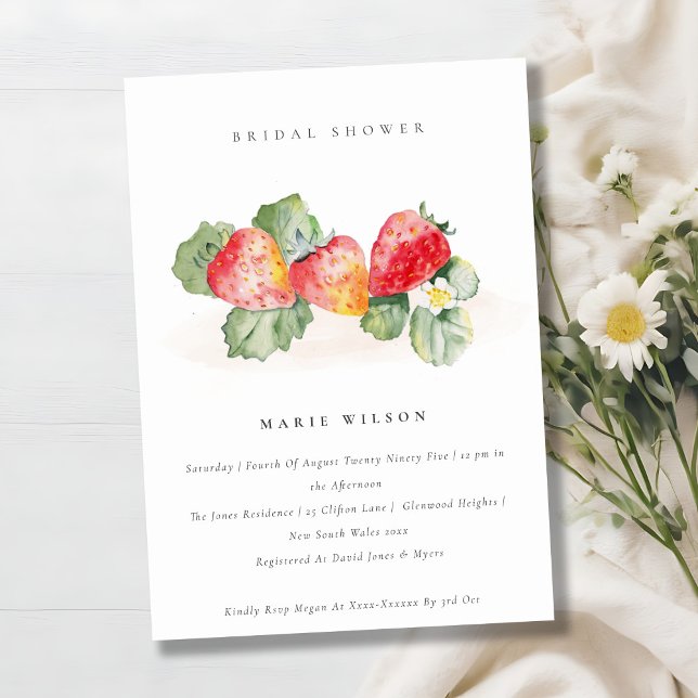 Invitación Corta Rojo Fresa Leafy Foliage Briage Shower (Subido por el creador)