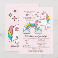 Corta Unicornio Arcoiris Y Sparkles Baby Shower