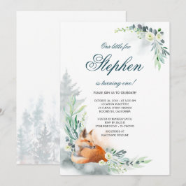 Invitación Cortar Fox| Cumpleaños de verano de Woodland Sprin