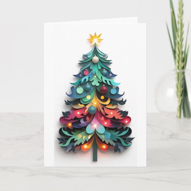Invitación Cortar papel árbol de Navidad (Anverso)