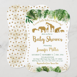 Invitación Corte de Baby Shower de animales de safari de oro