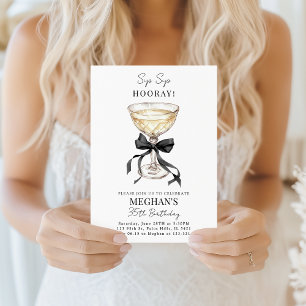 Invitación Corte de champán Arco negro Cumpleaños coqueto