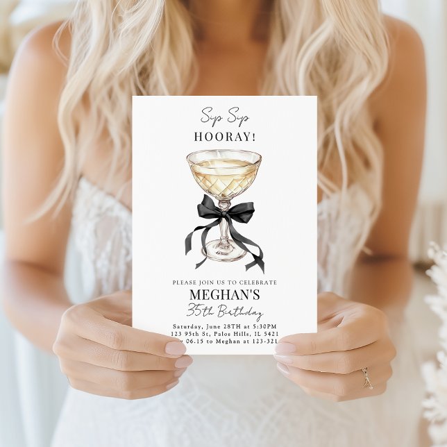 Invitación Corte de champán Arco negro Cumpleaños coqueto (Subido por el creador)