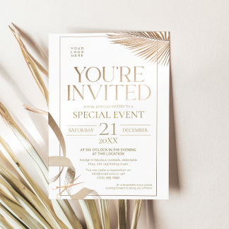Invitación Corte de Cinta de Oro Blanco Evento Especial Corpo
