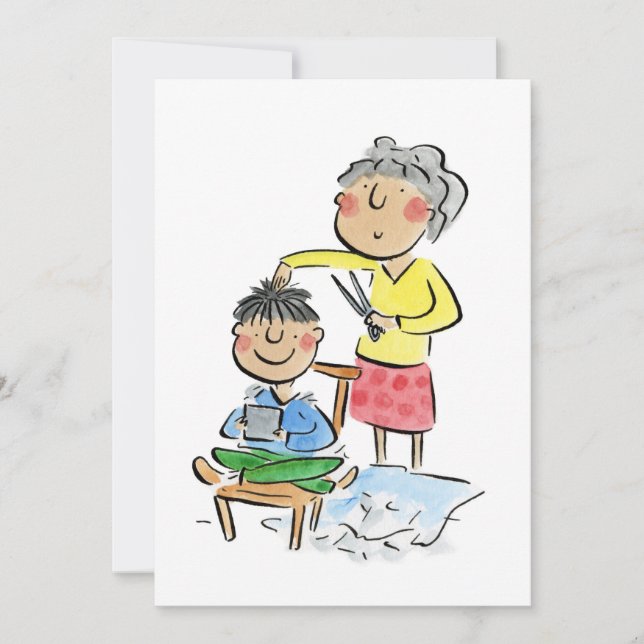 Invitación corte de pelo de la mamá (Anverso)