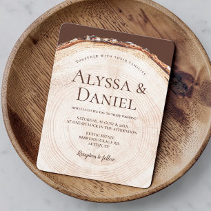 Invitación Corteza de árbol de madera Boda rústica