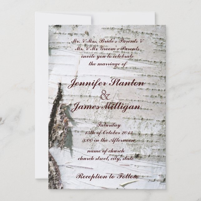 Invitación Corteza de Birch (Anverso)