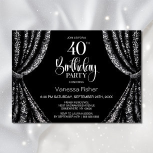 Invitación Cortina de lentejuelas negras y blancas para fiest