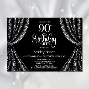 Invitación Cortina de lentejuelas negras y blancas para fiest