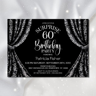 Invitación Cortina de lentejuelas negras y blancas Sorpresa 6