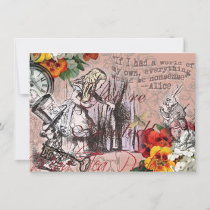 Invitación Cortina de tonterías de Alicia tierra de maravilla