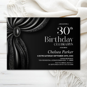 Invitación Cortina Negra Elegante Fiesta de Cumpleaños 30