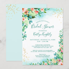 Invitación Cortina tropical Floral moderna ducha de novia