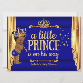 Invitación Cortinas de oro azul real Príncipe Baby Shower Étn