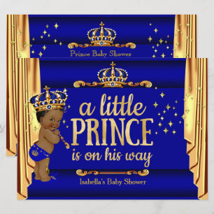 Invitación Cortinas de oro azul real Príncipe Baby Shower Étn