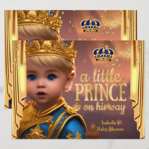 Invitación Cortinas de oro azul real Principe Cumpleaños Niño