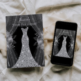 Invitación Cortinas plateadas Vestir fiesta de cumpleaños 70 