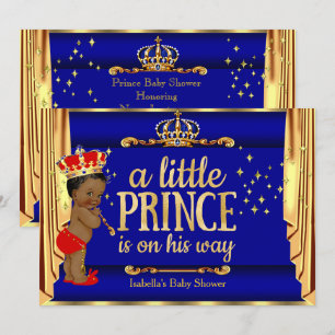 Invitación Cortinas Rojas Azules Reales Príncipe Baby Shower 
