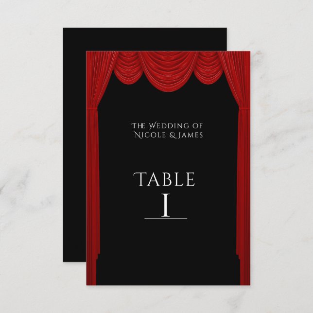 Invitación Cortinas rojas de HOLLYWOOD Elegante número de mes (Anverso / Reverso)