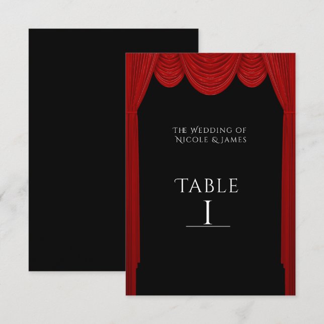Invitación Cortinas rojas de HOLLYWOOD Elegantes números de m (Anverso / Reverso)