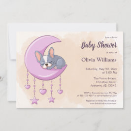 Invitación Corto Bulldog francés cachorro Luna Rosa Baby Show
