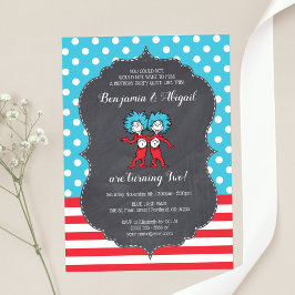 Invitación Cosa Una Cosa Dos | Cumpleaños de los gemelos Chal