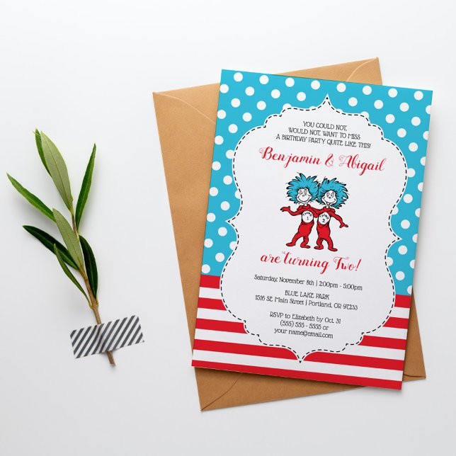 Invitación Cosa Uno Cosa Dos | Cumpleaños de Gemelos (Subido por el creador)