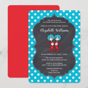 Invitación Cosa Uno Cosa Dos Gemelos Pizarra Baby Shower