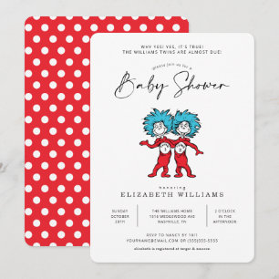 Invitación Cosa Uno Cosa Dos   Gemelos Rojos Baby Shower