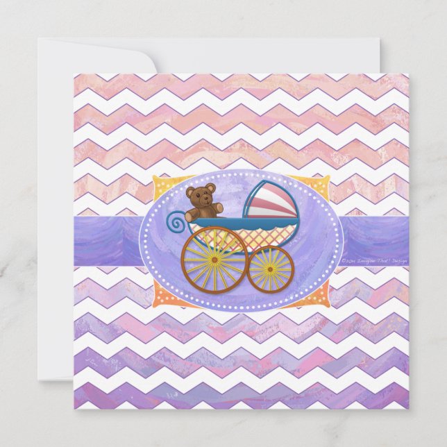 Invitación Cosas bebes rosas y agudas (Anverso)