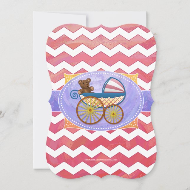 Invitación Cosas De Bebé De Bañera De Salmón (Anverso)