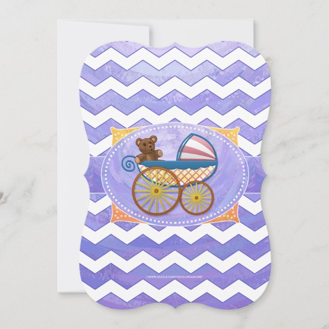 Invitación Cosas de bebé morado de sol (Anverso)