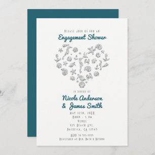 Invitación Cosas de playa Corazón de Diamante Elegante Modern