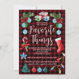 Invitación Cosas favoritas dan Fiesta a Navidades de intercam