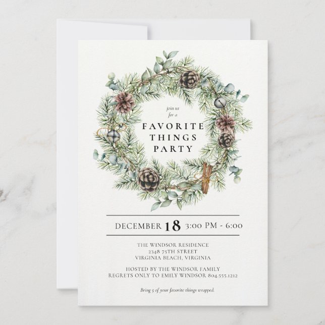Invitación Cosas favoritas de festividad natural de la flor (Anverso)