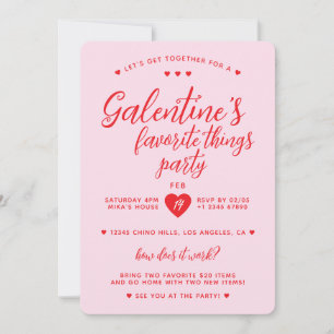 Invitación Cosas favoritas de Galentine Fiesta Valentine