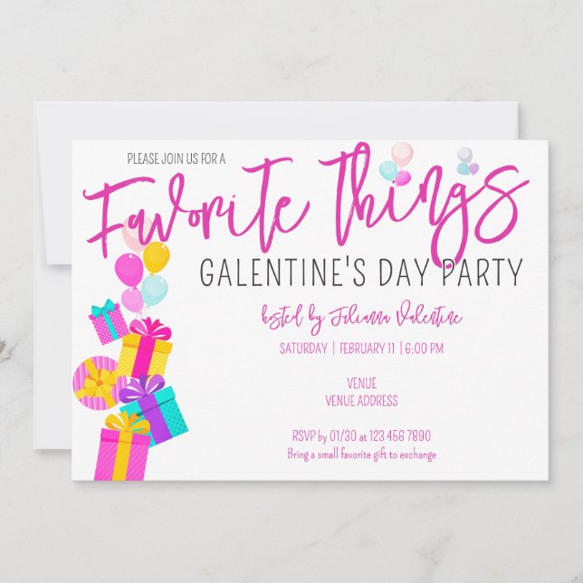 Invitación Cosas favoritas de los Chicas de Galentine en la n (Anverso)