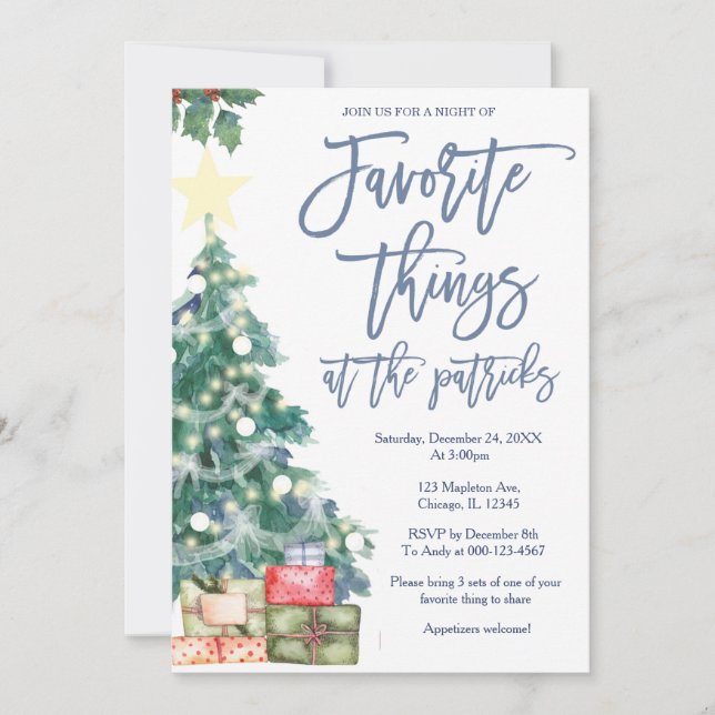 Invitación Cosas favoritas Fiesta Navidades de vacaciones Fie (Anverso)
