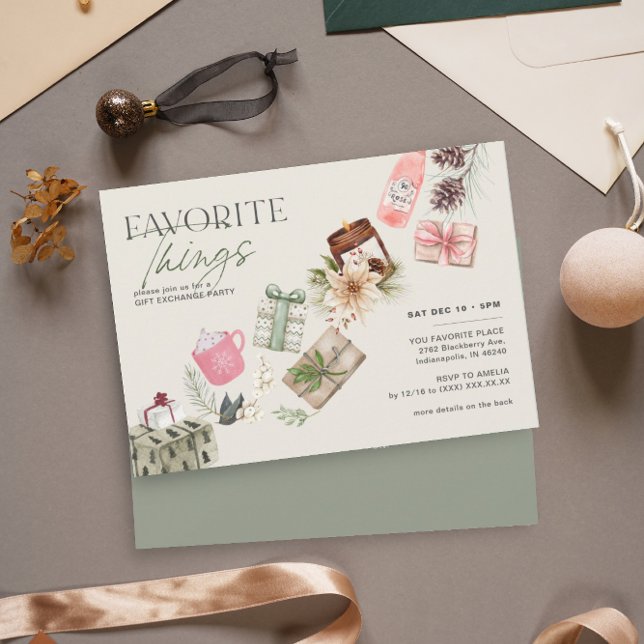 Invitación Cosas favoritas Friend Gift Exchange Holiday Party (Subido por el creador)