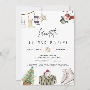 Invitación Cosas Favoritas Lindas y Regalos de Intercambio de